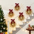 thumbnail image 2 of BinKFF 15.75" Artificial Christmas Wreaths for Front Door Gold Wreath with Red Bow and Magnolia Leaves for Christmas Thanksgiving Winter Holiday Door Decoration, 2 of 9