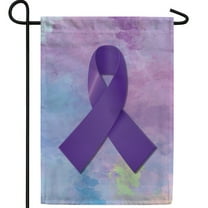 America Forever Purple Ribbon Garden Flag, 12.5 x 18 inch Double Sided, Awareness Support Ribbon, Cancer Survivor Hope, Outdoor Yard Decorative Flag