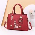 thumbnail image 2 of Women Fashion Embroidered Flower Handbag Solid Color Crossbody Shoulder Bag Top Handle Satchel Messenger Bags, 2 of 5