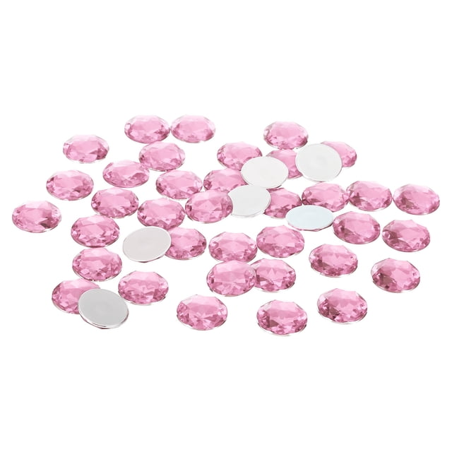 Unique Bargains 25mm Flat Back Round Acrylic Rhinestones, 100 Pack Plastic Circle Gems for Jewelry Making Costume, Rose Red