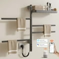thumbnail image 2 of SIOYIE Smart Rotating Heated Towel Rack for Bathroom, 70W Electric Towel Warmer with Swivel Bars, 1-24H Timer, 115℉-155℉, Wi-Fi App Control, Low Carbon Steel, IPX5, Plug-in/Hardwired, Gray, 2 of 9