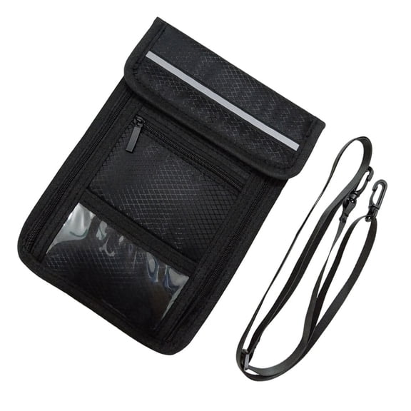 Hanging Pouch for Travel Holding Wallet with Rope Passport Holder Neck Money Belts Carrier Black