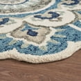 thumbnail image 3 of Laddha Home Designs 4' Ivory and Blue Edged Floral Hand Tufted Area Throw Rug, 3 of 7