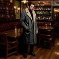 thumbnail image 2 of CharmCyan Men Fleece Lined Trench Coat Long Warm Jacket Wind Proof Jacket Coat With Pockets Gray XL, 2 of 2