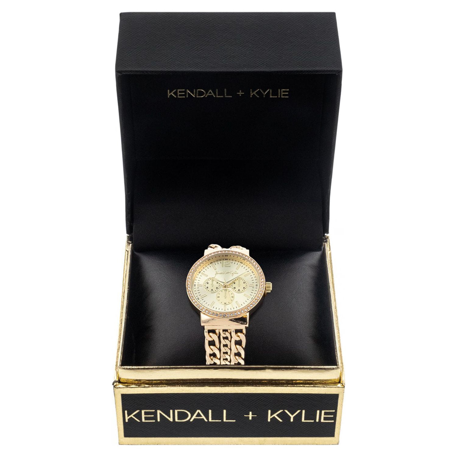 Kendall + Kylie レディース クォーツ ムーブメント ゴールド クリスタル ダイヤル シングルロープ ブレスレット アナログ 腕時計並行輸入 Kendall + Kylie Gold Watch and Matching Bracelet Set - Quartz Movement,  Sleek and Timeless Design
