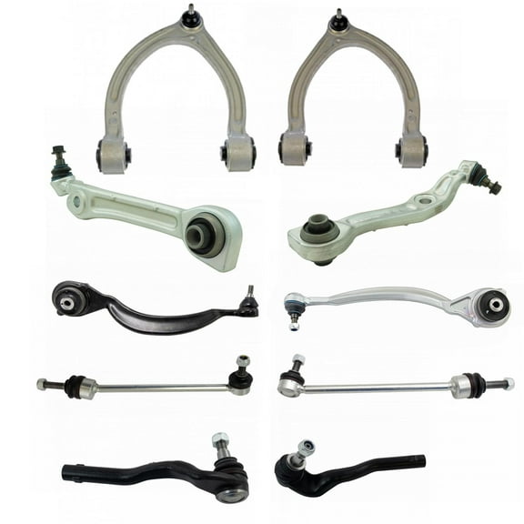 TRQ 10pc Suspension Kit Upper Lower Control Arms Ball Joints Links Outer Tie Rod PSA69503