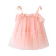 thumbnail image 4 of Bmisegm Toddler Dress Holiday Tie Strap Square Neck Tiered Solid Skirt Flowy Casual Basic Dresses for Girls 2-3 Years, 4 of 5