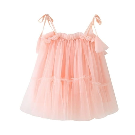 

TAIAOJING Girls Summer Dress Toddler Sleeveless Solid Tulle Princess Dress Dance Party Dresses 2-3 Years