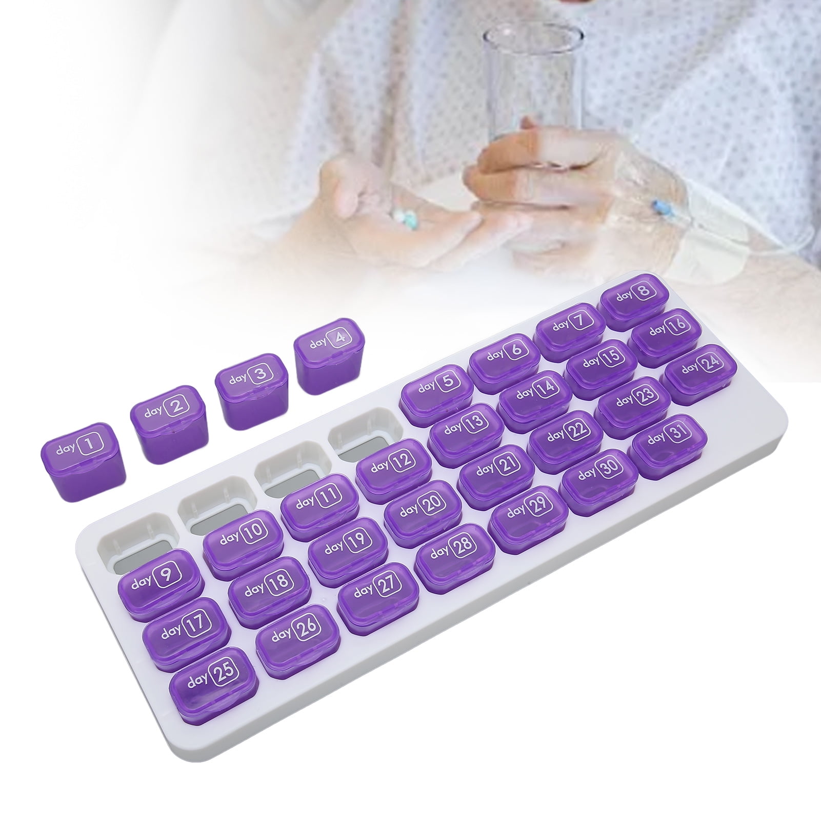 Monthly Pill Organizer, Medicine Container Hold Supplements Daily Pill Organizer 31 Day Pill Case Plastic  for Home for Travel