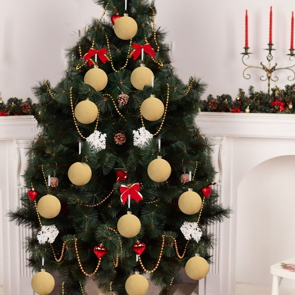 Nkmbld 6Pcs Christmas Ball Ornaments Set Velvet Christmas Balls Flocked Christmas Tree Ornaments Xmas Decorative Hanging Ornaments, Brown