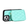 thumbnail image 4 of Allytech Crossbody Wallet Case for iPhone 13 Pro, Quilted PU Leather Zipper Handbag Purse Flip Kickstand Folio Card Slots Holder Wrist Strap Lanyard Cover for iPhone 13 Pro 6.1", Green, 4 of 6