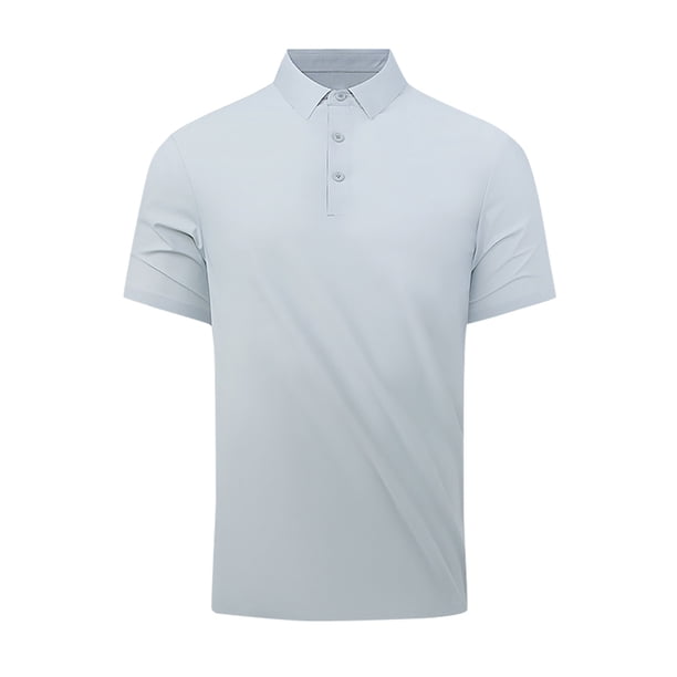 Camisa Casual de Solapa de los Hombres, Botón de Color Sólido de Verano Delantero Al Aire Libre para el Uso Diario, Transpirable Ligero Mock Cuello Tee
