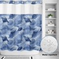 thumbnail image 2 of No Hook Shower Curtain, Blue Fish Coastal Shower Curtains for Bathroom with See Through Top Window, Watercolor Beach Ocean Nautical Waterproof & Washable Bath Curtain Long 72"x78", 2 of 9