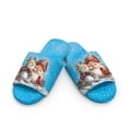 thumbnail image 2 of COEQINE Santa Claus Snowman Cardinal Blue Indoor Slippers for Women, Cozy Slip On Home Slides Christmas Fluffy Sandals Slip On Bedroom Slippers Machine Washable Y2K Footwear for House Trip, 42-43, 2 of 7