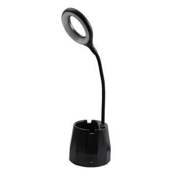Mainstays Organizer Plastic LED Desk Lamp with USB Charging Port, Black , Matte Finish