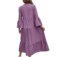 thumbnail image 5 of akafmk Womens Flowy Dresses Long Bell Sleeve Maxi Dress Tiered A-Line Loose Solid Color Fall Casual Vacation Dress, Size L, 5 of 6