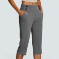 thumbnail image 1 of MKLEKYY Leggings Capris elásticos de cintura alta para mujer, para yoga, entrenamiento informal, pantalones capri, leggings rectos cortos, 1 of 5