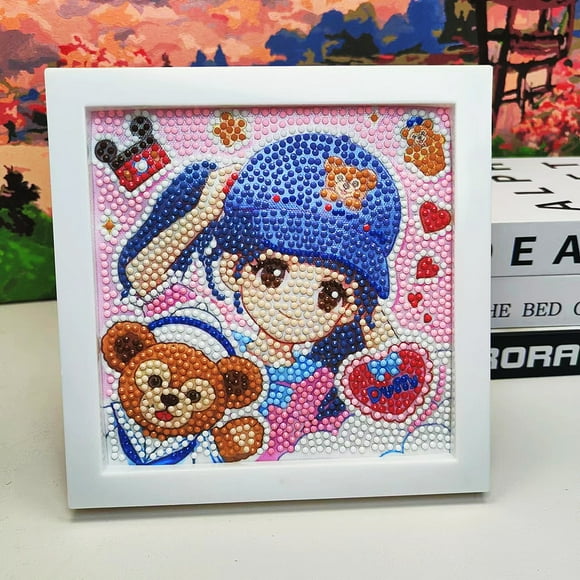 YIXINGCHEN Cute Anime 5D Diamond Drawing Kits, Gem Arts & Crafts Supplies with Frames, Cartoon Painting with Diamond, DIY Paint Supplies for Kid(Kumi) A1121-090