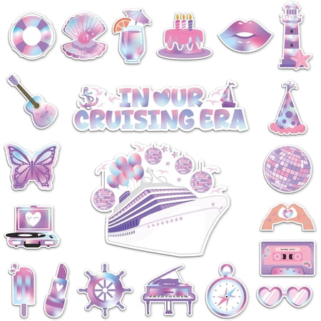 22Pcs Summer Our Cruise Era Magnetic Door Magnets Fashion Style Y2k Cruises Entrance Decals Decor Refrigerator Magnet Waterproof Magnetic Sticker for Holiday Carnival Ships Cabin