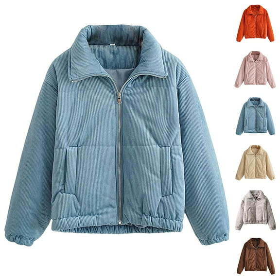 Miluxas Womens Lightweight Quilted Jacket Fall Zip up Puffer Jackets Casual Long sleeve Loose Fit Lapel Warm Coats with Pockets Pink S(S)