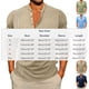 thumbnail image 2 of Ceisia Men's Slim Fit Long Sleeve Stand-Up Collar Slub Linen Shirt with Geometric Embroidery Khaki M Gifts, 2 of 7
