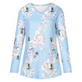 thumbnail image 3 of asdoklhq Blouses for Women Clearance $5,Women Summer Plus Size Casual V-Neck Loose Printed Long Sleeve Tops Women Blouse, 3 of 8