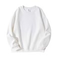 thumbnail image 2 of Wutalume Men's and Women's Solid Color Casual Round Neck Long Sleeve Top, Men's Fitted Thickened Cotton Sweatshirt Base Layer, Comfortable for Daily Wear,White XL, 2 of 3