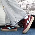 thumbnail image 3 of Men's Lace-Up Suede Lightning Pattern Low Top Skate Shoes, 3 of 7