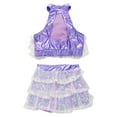 thumbnail image 4 of JanJean Kids Girls 2 Piece Dance Outfits Set Metallic Crop Top with Skirt Modern Jazz Latin Ballroom Lavender 12, 4 of 6