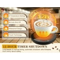 thumbnail image 3 of 110V US Plug Mug Warmer with Waterproof Glass Panel, 55.11 Inch Long Cord, 1-12H Timer, 104-140°F Adjustable Temperature, 18W Coffee Tea Candle Wax Heater for Desk, Black, Flat Bottom Cup Compatible, 3 of 6