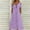 Purple, variant on Titcea Maxi Dresses for Women Solid Color Buttons Round Neck Short Sleeve Hollow Out Beach Dresses Hawaiian Holiday Summer Sundresses