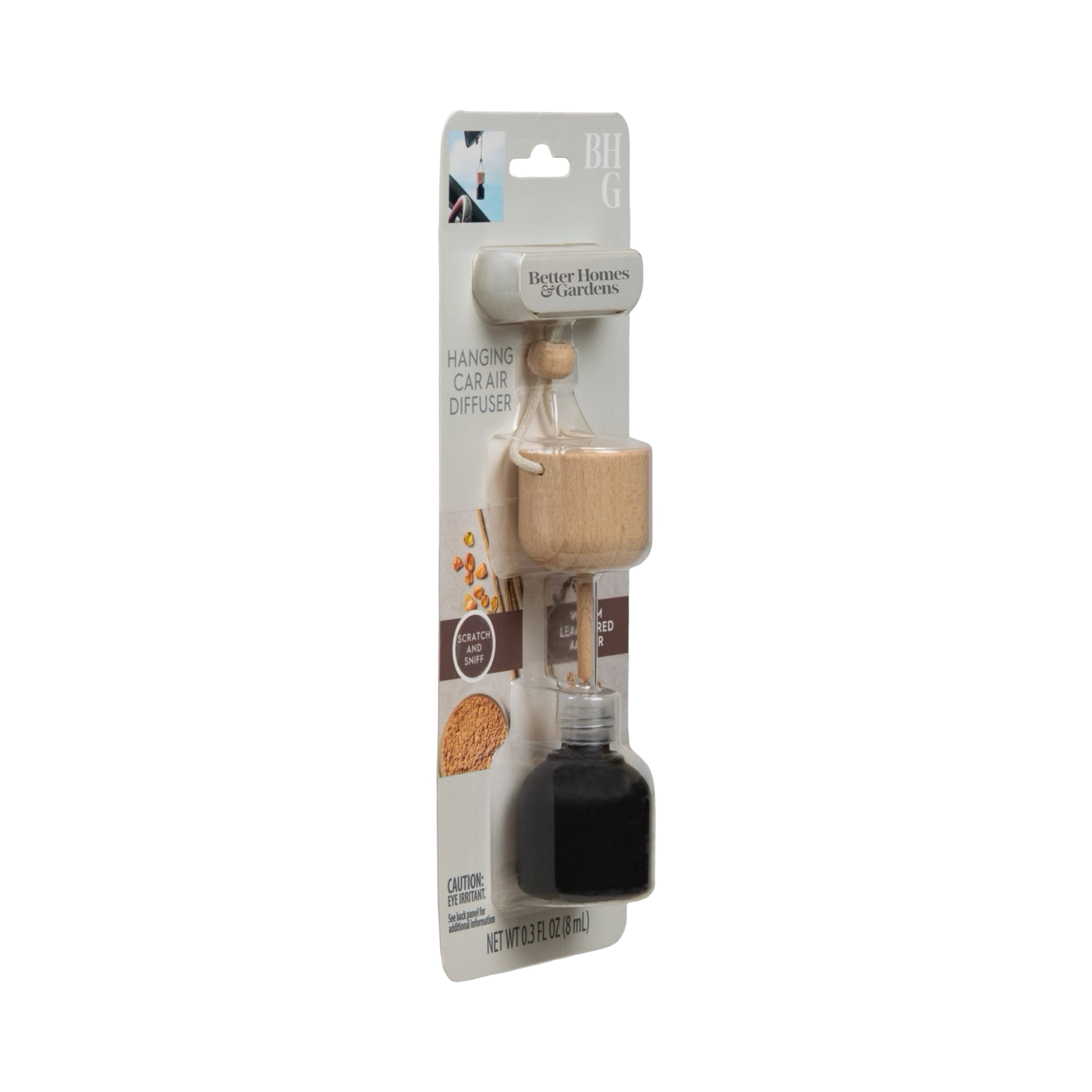 Better Homes & Gardens Warm Leather Amber Scented Hanging Car Diffuser, 0.3 fl (8 ml)