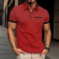 thumbnail image 2 of FAWUUDO Men's Print Shirts Half Button Lapel Collar Casual Silm Fit Short Sleeve with Pocket Red, 2 of 6