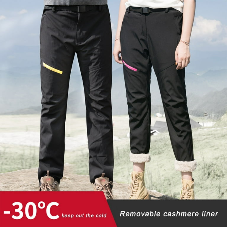 Sunisery Men Women Waterproof Fleece Lined Ski Pants Outdoor Warm Thicken  Padded Hiking Snow Pants 