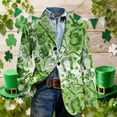 thumbnail image 5 of BLTIBY Men's St. Patrick's Day Corduroy Blazer Shamrock Jacket Button Loose Work Lapel Coat with Pockets Green 13 XL, 5 of 5
