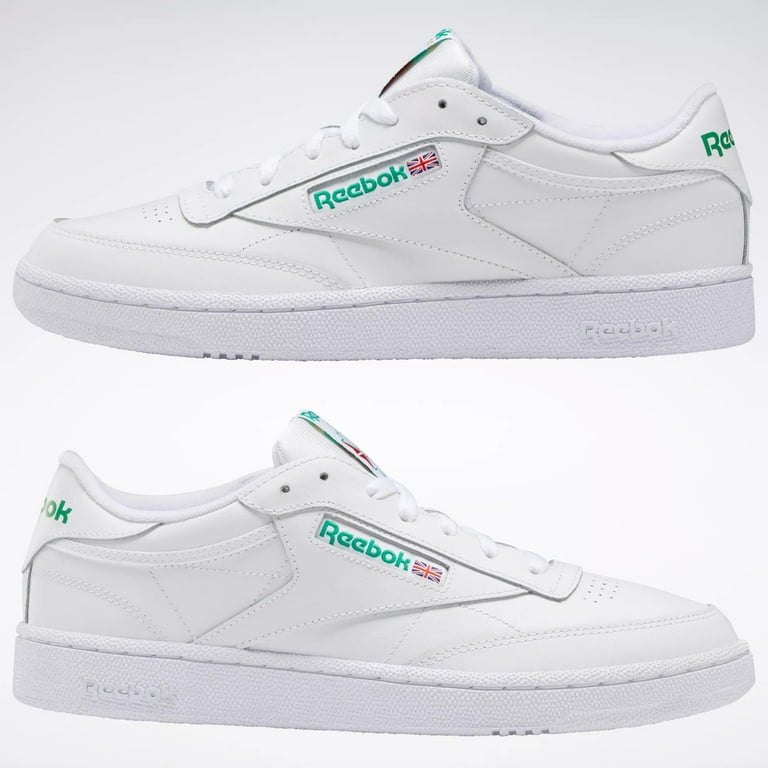 Reebok Men’s White and Green Low-Top Sneakers Mens Reebok Club C 85 Athletic Shoe - White / Glen Green  main image 3
