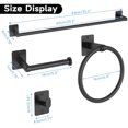 thumbnail image 7 of Matte Black Bathroom Accessories Set,  4 Pieces Bathroom Hardware Set, 24 inch Towel Bar, Towel Racks for Bathroom, Robe Towel Hooks, Toilet Paper Holder Wall Mounted, 7 of 7