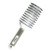 Curved Vented Boar Bristle Styling Hair Brush, Single White Brush Anti-static Detangler, Thick, Fine, or Curly Hair, Wet or Dry Use, Fast Blow Drying, Use on Long or Short Hair. Single White Brush