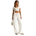 thumbnail image 6 of Nestiefly Baggy Sweatpants for Women Fleece Wide Leg Low Rise Drawstring Pants Elastic Waist Fall Winter Joggers Sweat Shirts White 2XL, 6 of 10