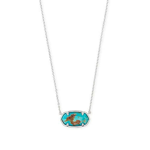 Kendra Scott Elisa Pendant Necklace in Sterling Silver, Genuine Turquoise Gem, Fine Jewelry for Women