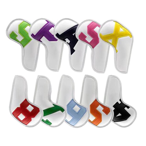 Cubiertas de cabeza de hierro de golf Zulema Set de 10 piezas de cuero PU con blanco
