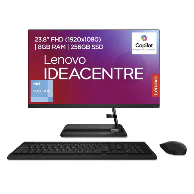 Lenovo IdeaCentre AIO 3 24IAP7 23.8" FHD Intel Celeron 8GB RAM, 256GB SSD Windows 11 Home con Teclado Español. Computadora de Escritorio All in One.