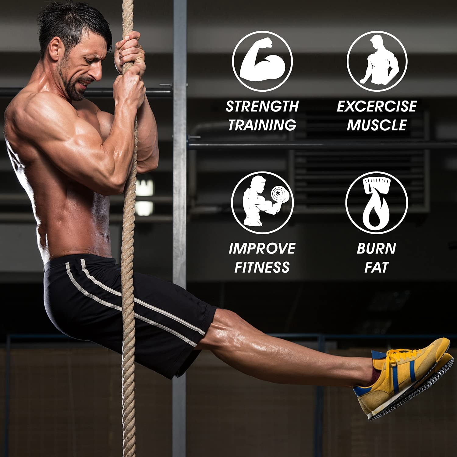 Yes4All 15ft Fitness Climbing Rope, Single