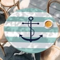 thumbnail image 3 of Turquoise Striped Round Fitted Table Cover Nautical Anchor Abstract Geometric Modern Waterproof Table Cloth with Elastic Edge Wipeable Tablecloth for Picnic Camping Party Fits 36"-44" Diameter, 3 of 8