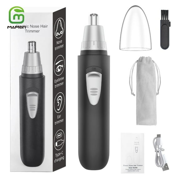Ear and Nose Hair Trimmer Clipper - Professional Painless Eyebrow & Facial Hair Trimmer for Men Women, Battery-Operated Trimmer with IPX7 Waterproof, Dual Edge Blades for Easy Cleaning