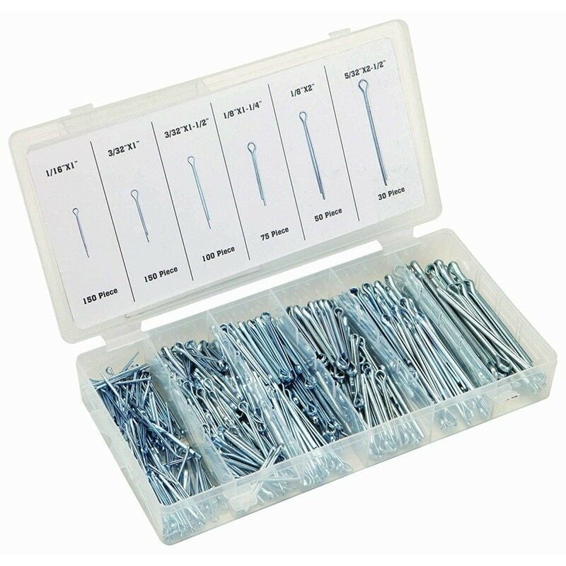 Assortment Cotter Pins Extra Large Pin Cotter Keys SAE Storage Case 144-Pieces 