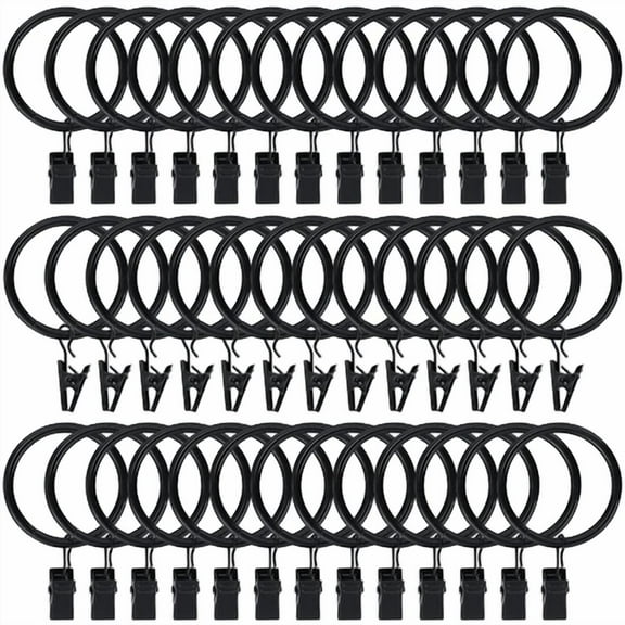 40Pcs Curtain Rings With Clips Hooks 1.5 Inch Rustproof Matte Metal Stainless