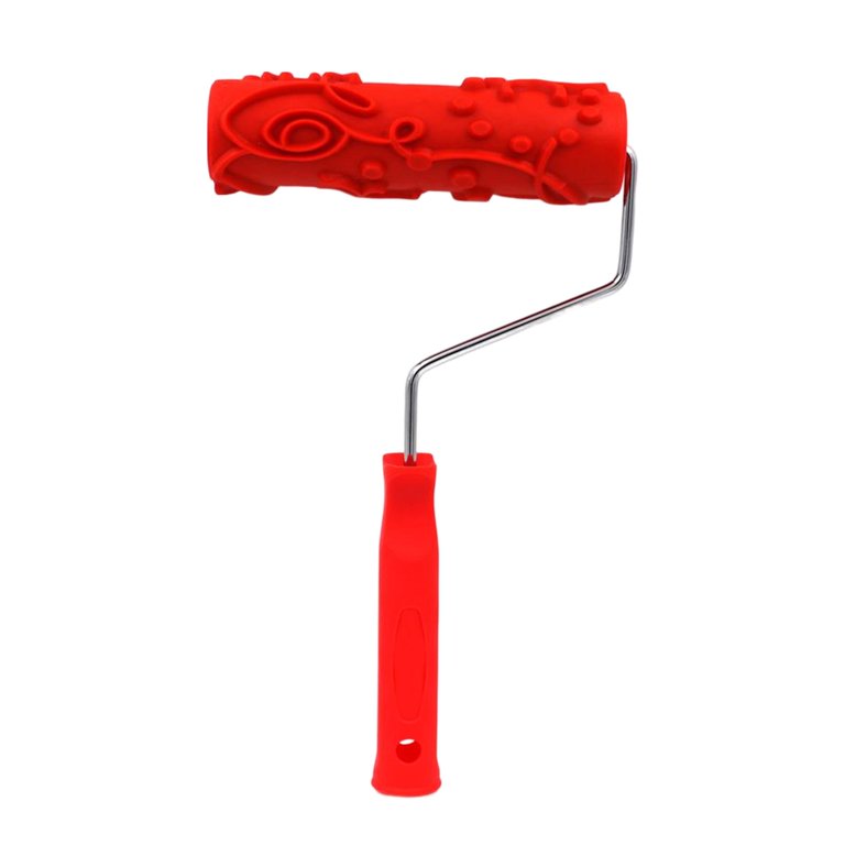 Pattern Roller, Portable Decorative ing Tool Texture Roller with Rubber Roller Household Wall Wall Decoration, Size: 31cmx17cmx4cm, Red