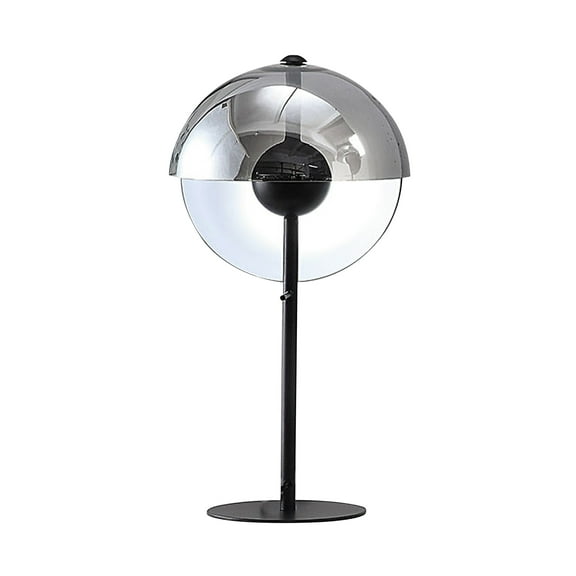 24 Inch Table Lamp, Accent Round Orb Glass Metal Shade, Black