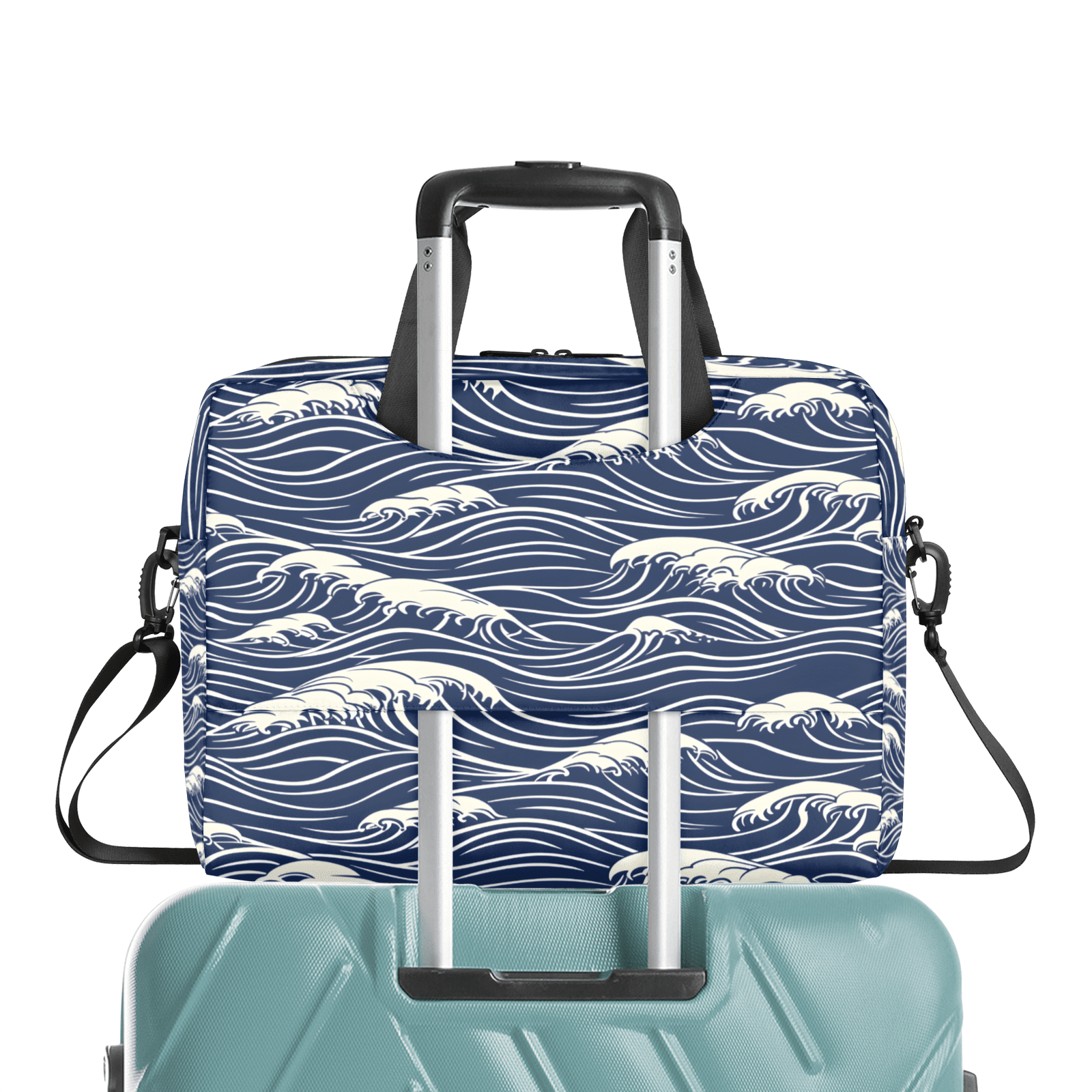 Herdesigns Blue Sea Wave Laptop Bag for Women Men, Computer Case Briefcase Messenger Bags, 15-15.6 inch Laptop Sleeve Shoulder Bag